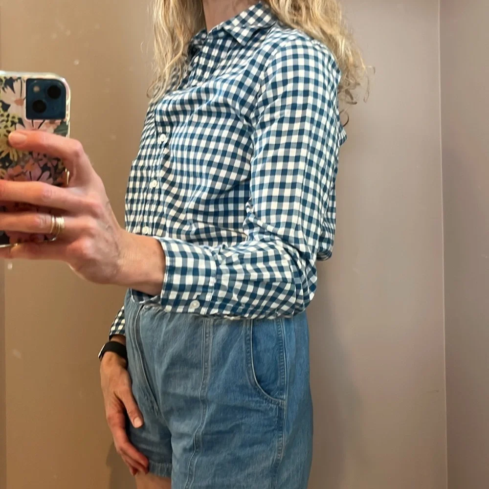 Lands' End Canvas Blue and White Checkered Shirt - Picture 5 of 5